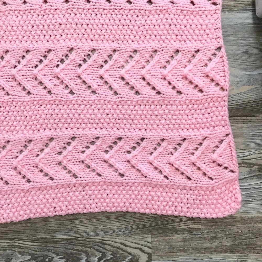 Crochet Baby Girl Afghan Pink Homemade 32x34